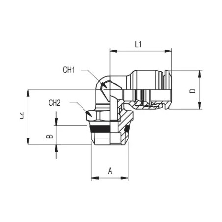 Racor codo para tubo Ø6mm - 1/4