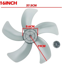 Aspas ventilador 375 mm Negro