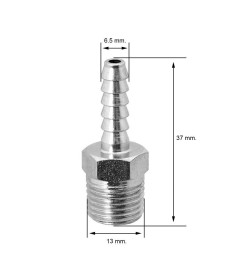 Espiga para manguera de 6 - Conexión rosca macho 1/4