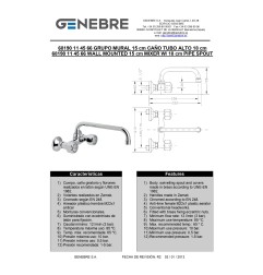 Grifo pared Caño 11 cm Tubo alto y largo 18 cm GENEBRE