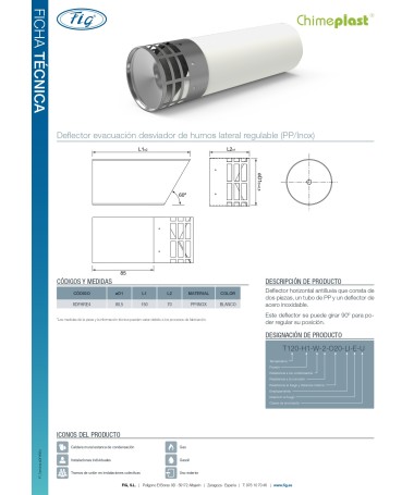 Deflector regulable Ø80 antilluvias