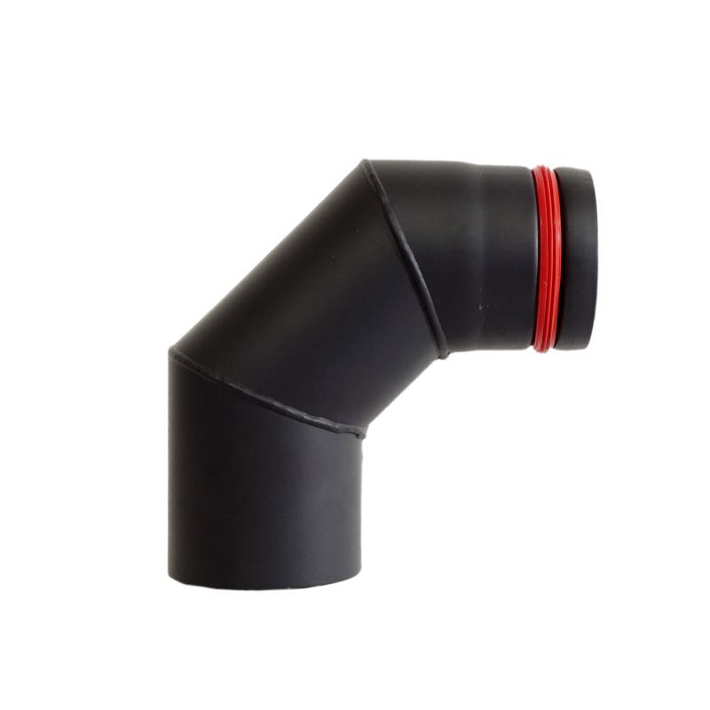 Codo MH Ø 80 90º para estufa pellets Negro Mate